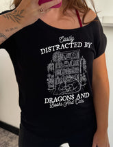 Easily Distracted By Dragons And Books And Cats | Slouchy Tee
