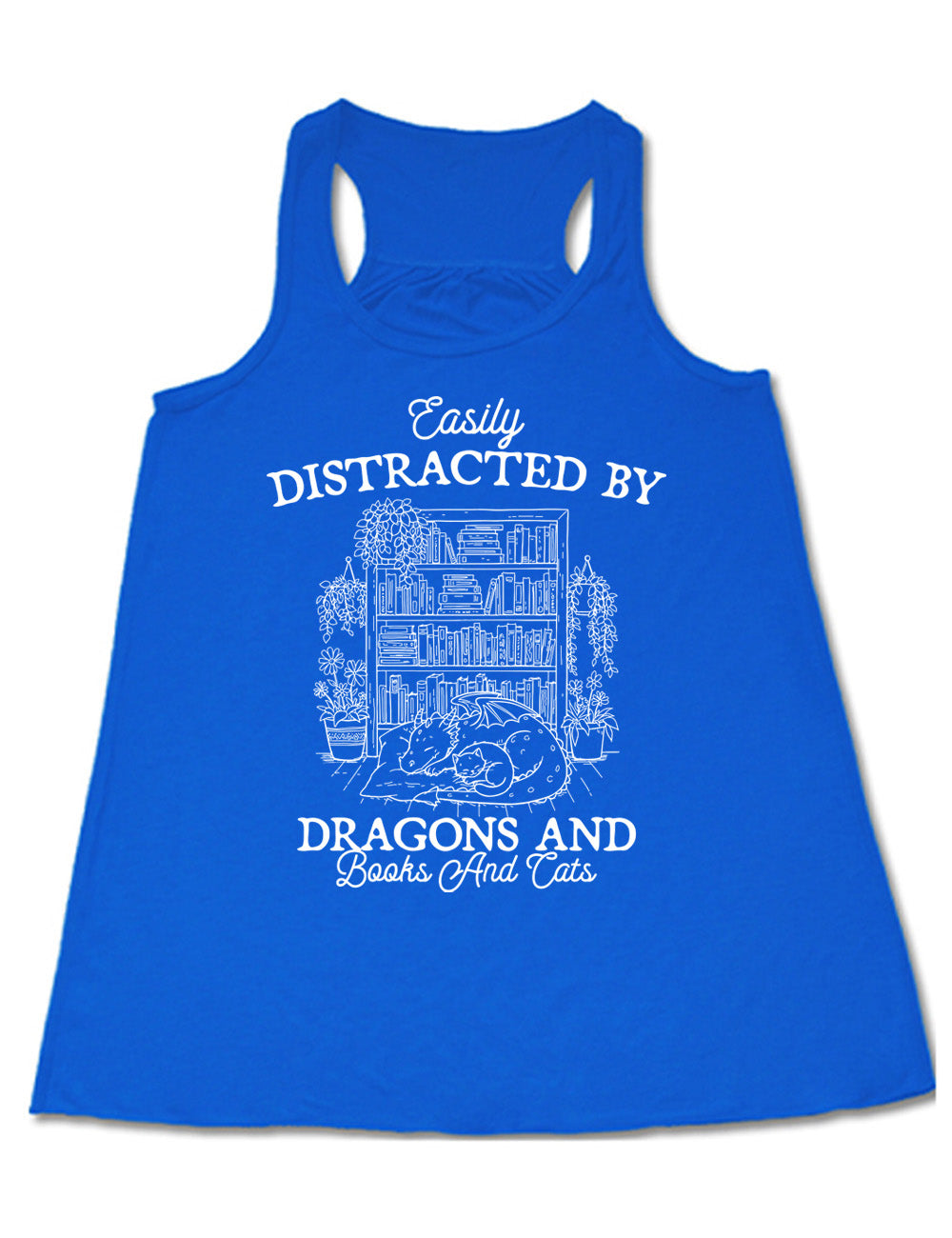 Easily Distracted By Dragons And Books And Cats Shirt