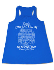 Easily Distracted By Dragons And Books And Cats Shirt