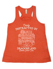 Easily Distracted By Dragons And Books And Cats Shirt
