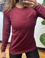 Basic Long Sleeve Tee | Heather Cardinal